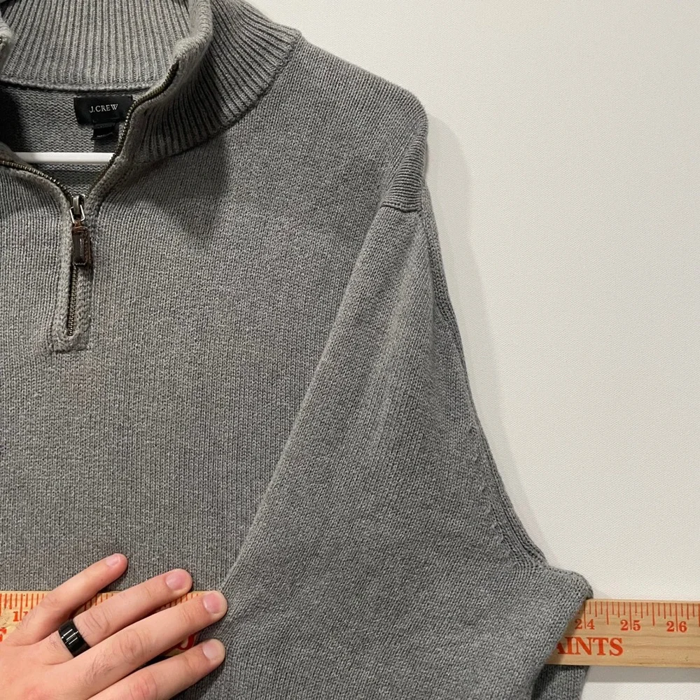 J Crew Mens Gray Cotton Cashmere Blend 1/4 Zip‎ Mock Neck Sweater XL